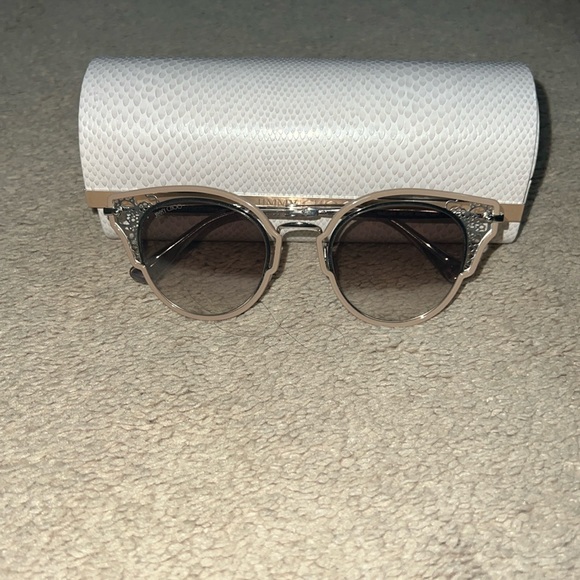 Jimmy Choo - Dhelia - Nude and Palladium Metal Sunglasses - Picture 1 of 4